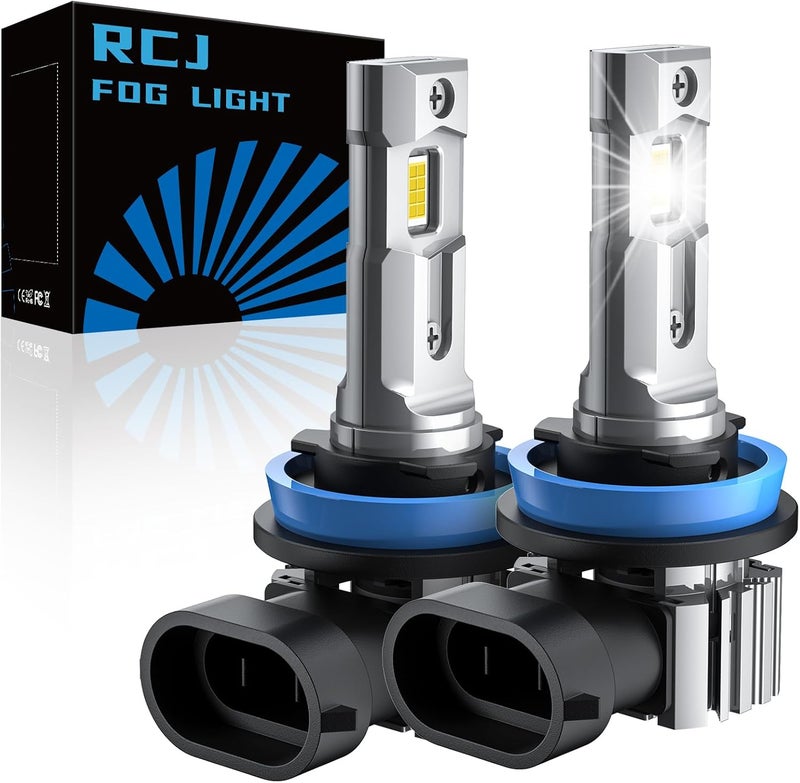 RCJ H11 Bulbs, H8 H9 Fog Light Bulbs 16000LM Super Bright 6000K Cool White, Real 1:1 Design, Plug and Play, Canbus Ready, Pack of 2 - Image 1